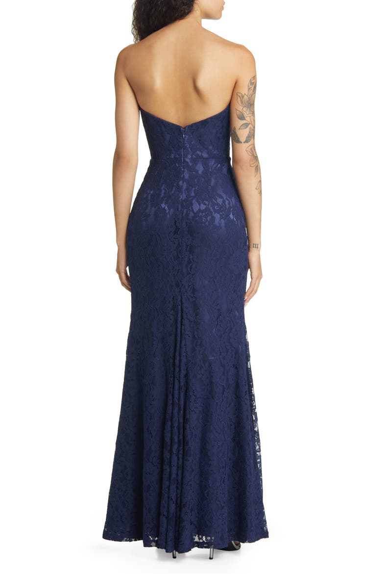 Wow the Crowd Strapless Lace Gown, Alternate, color, NAVY BLUE