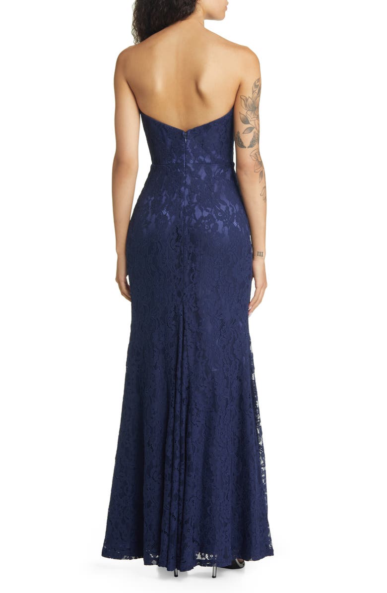 Lulus Wow the Crowd Strapless Lace Gown, Alternate, color,