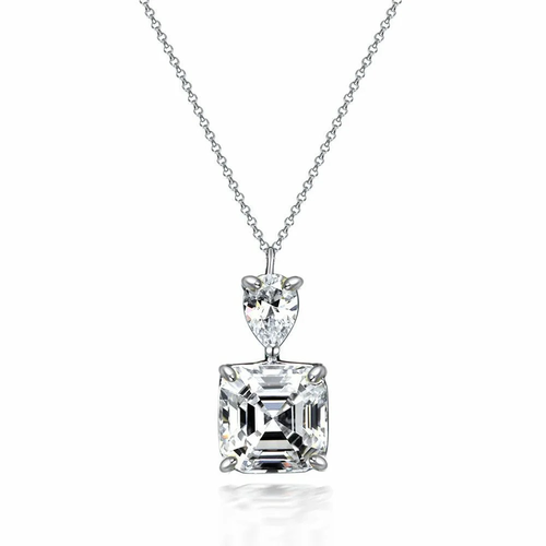 Anna Zuckerman Gabriella 5 Carat Asscher Cut Necklace In White Diamond Crystalline