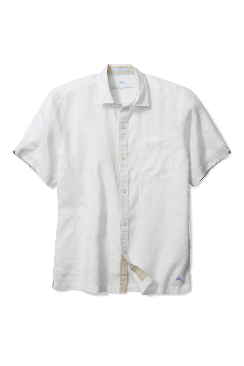 Paradise Breezer Short Sleeve Linen Button-Up Shirt, Alternate, color, WHITE