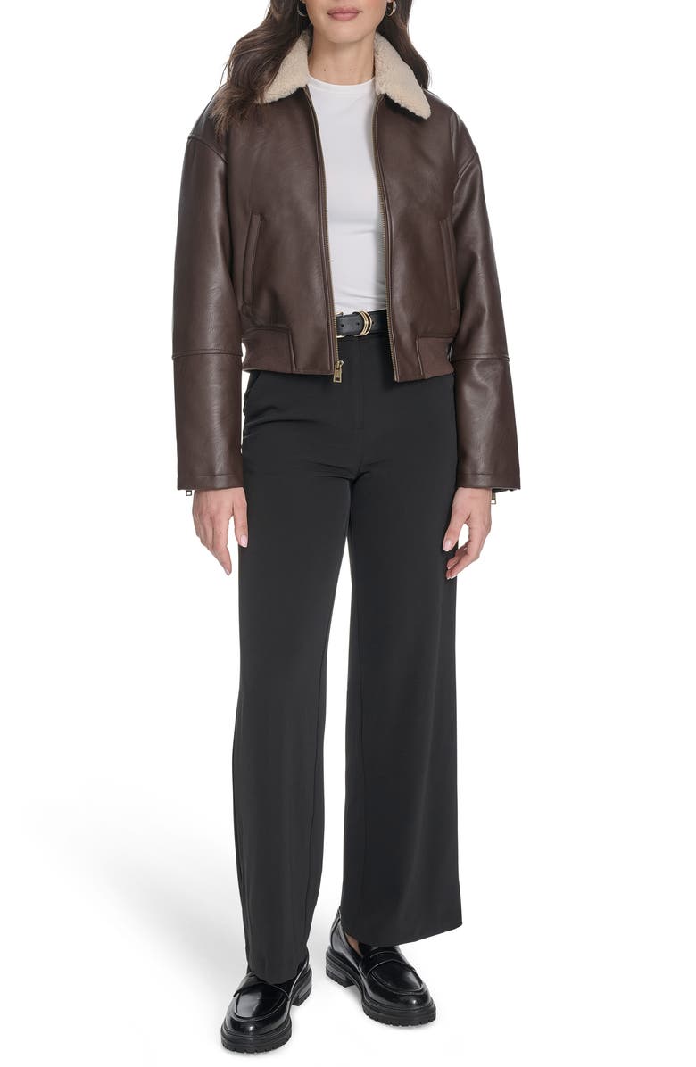 Levi's Faux Leather Bomber Jacket with Faux Shearling Collar, Alternate, color, Brown