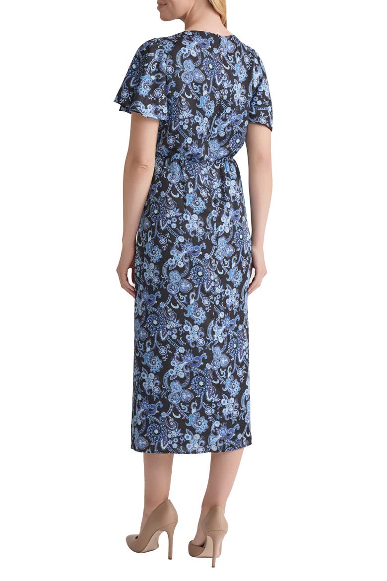 Flutter Sleeve Midi Dress, Alternate, color, JONES BLACK MULTI