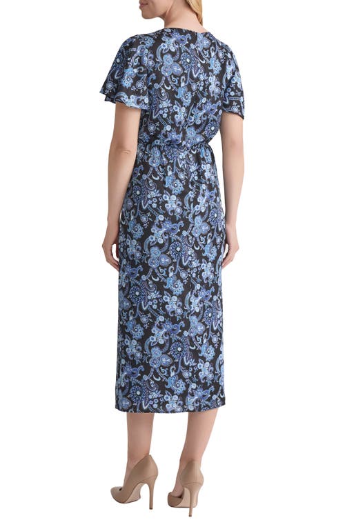Jones New York Flutter Sleeve Midi Dress In Blue