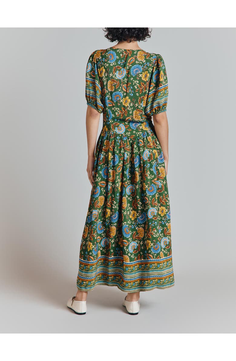 Ghost London Christy Crepe Midi Tea Dress, Alternate, color, Green Floral