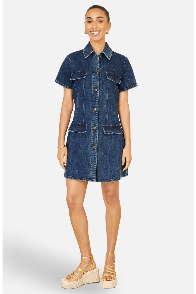 Denim Stretch Shirt Dress, Alternate, color, Blue