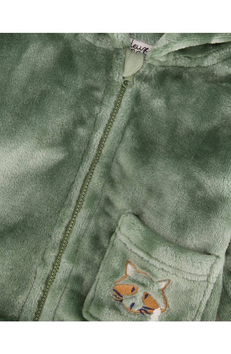 Deux par Deux Baby Boy's Plush Hooded Zip Jacket Green, Alternate, color,