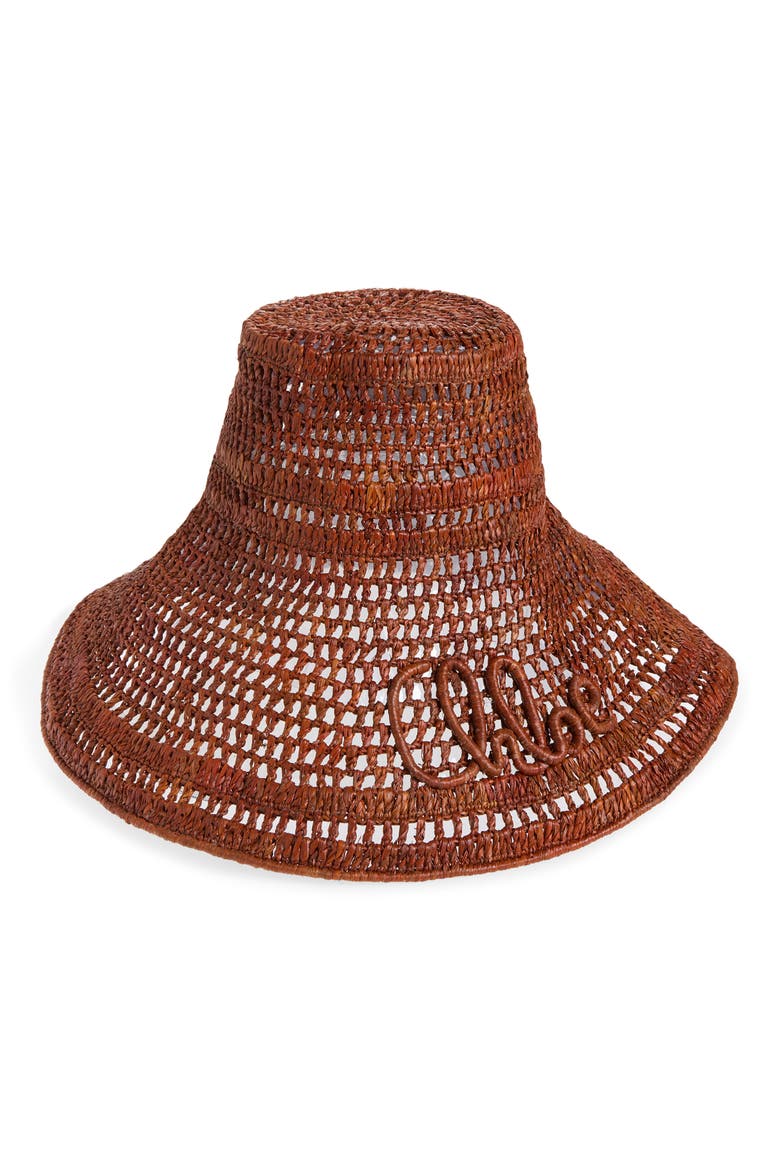 Raffia Capeline Hat, Main, color, CLAY BROWN