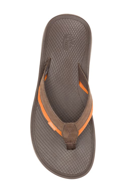 Chaco Lowdown Leather Flip Flop In Coffee