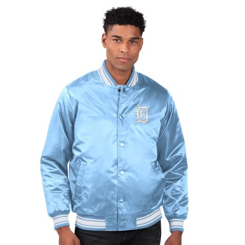 Men's Starter Light Blue Detroit Tigers Locker Room Satin Full-Snap Varsity Jacket