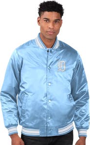 STARTER Men's Starter Light Blue Detroit Tigers Locker Room Satin Full-Snap Varsity Jacket