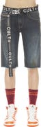 Cult of Individuality Rocker Belted Slim Fit Stretch Denim Shorts