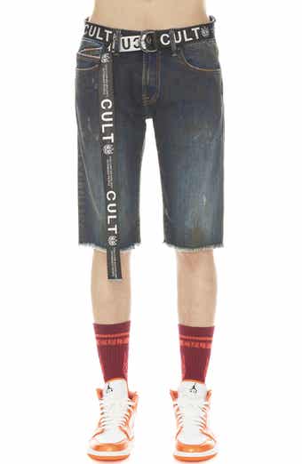 Rocker Belted Slim Fit Stretch Denim Shorts