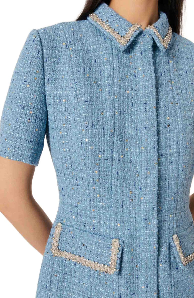 maje Sequin tweed mini dress, Alternate, color, 