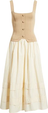 MOON RIVER Mixed Media Midi Dress