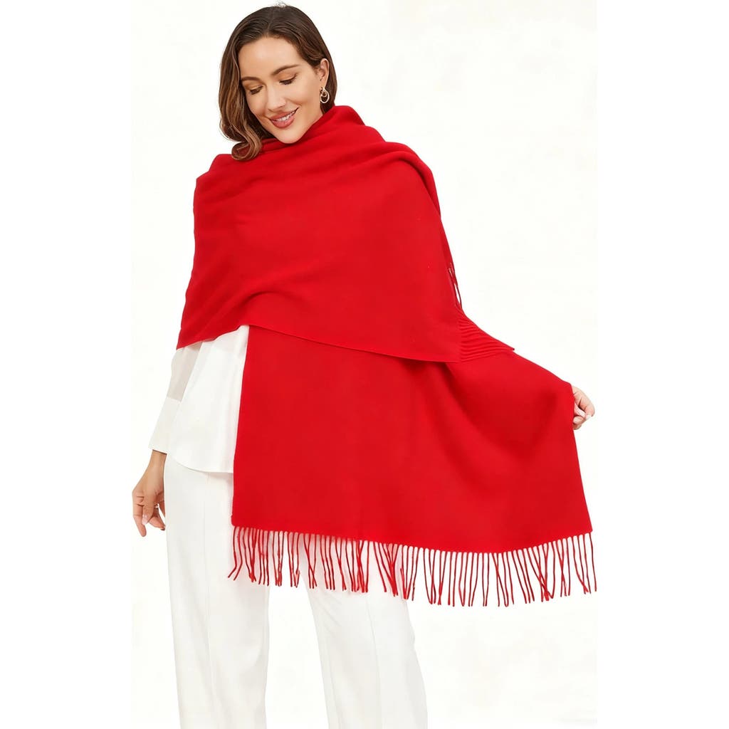 Silksilky Pure Wool Scarf Shawl In Red