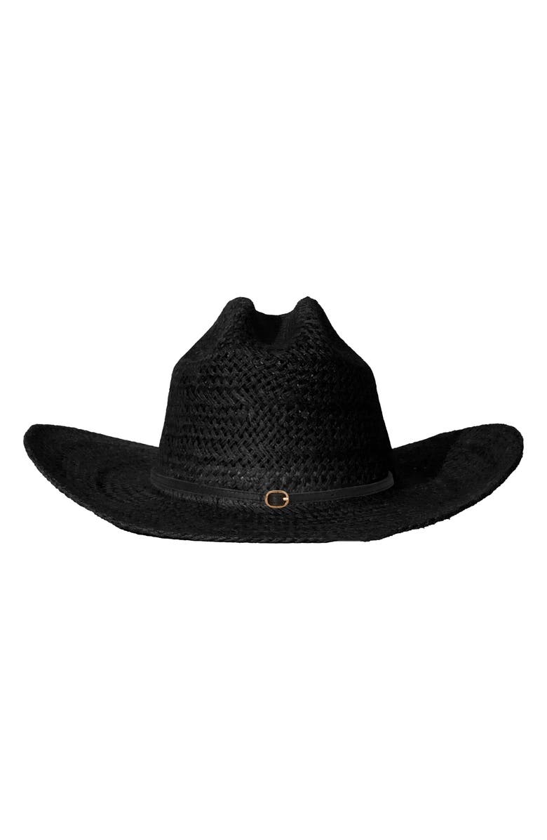 Janessa Leoné Aiden Straw Cowboy Hat, Alternate, color, Black