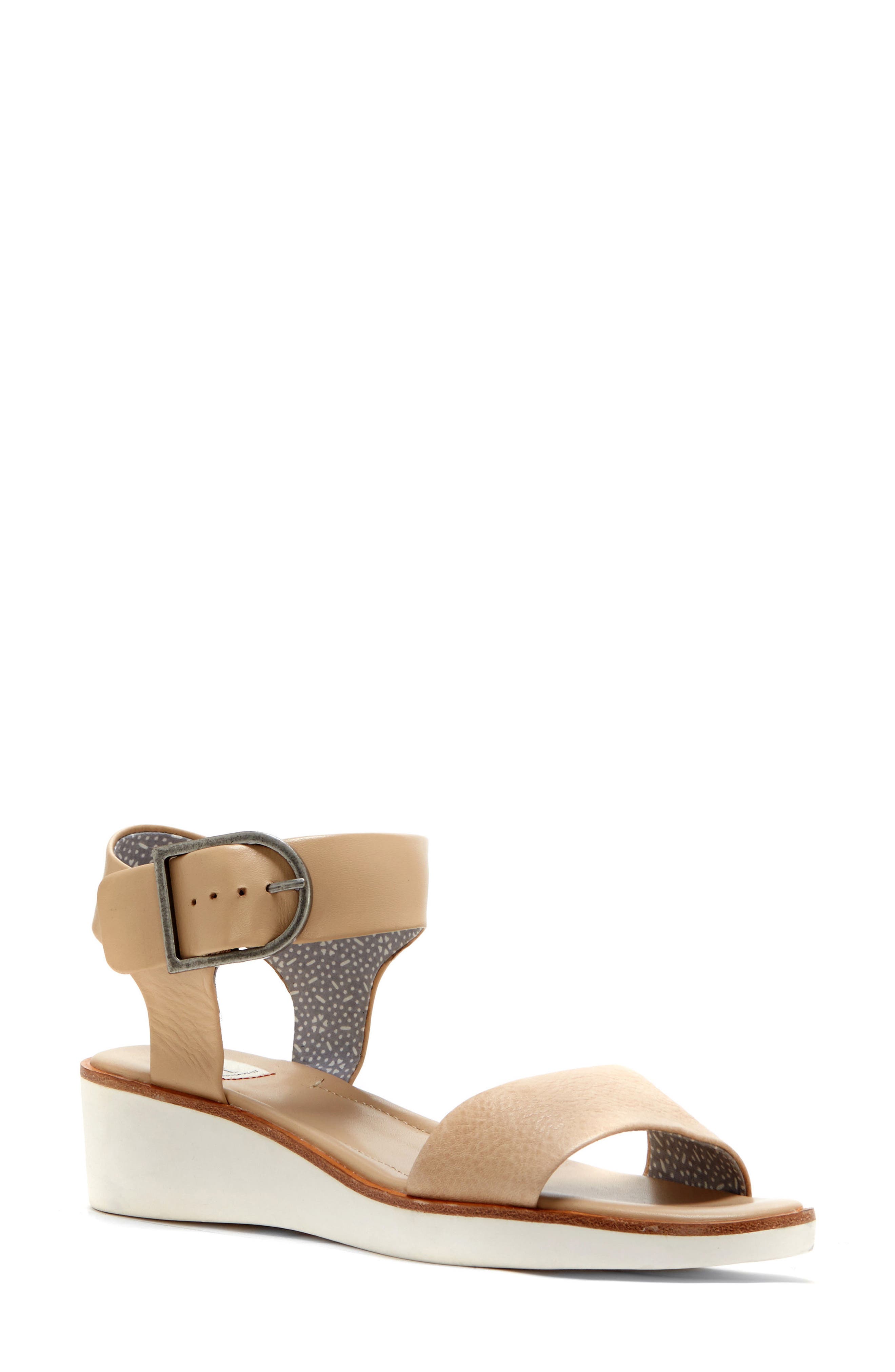 'Stella' Wedge Sandal, Main, color, BISQUE LEATHER