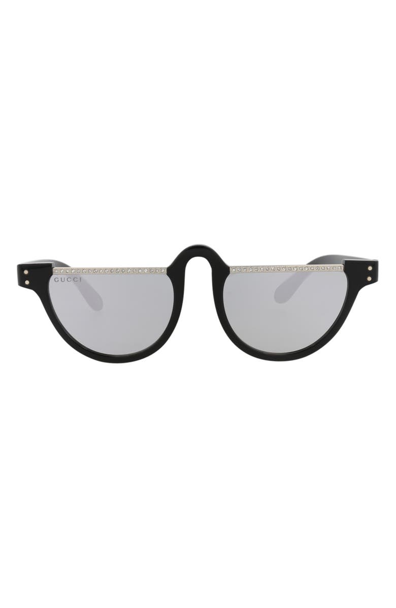 Gucci Novelty 49mm Round Sunglasses, Main, color, Black Black Silver