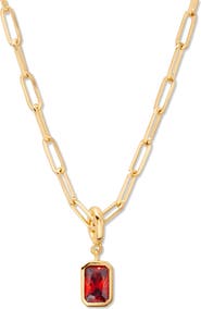 Brook and York Mackenzie Birthstone Paper Clip Chain Pendant Necklace