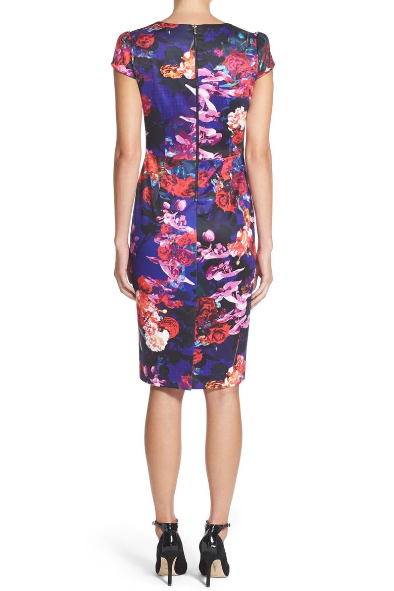Print Stretch Midi Dress, Alternate, color, BLACK MULTI