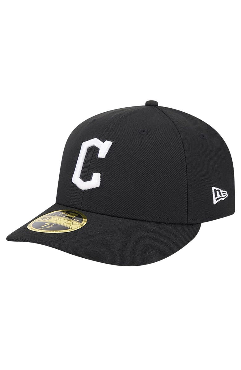 New Era Men's New Era Black Cleveland Guardians Low Profile 59FIFTY Fitted Hat, Alternate, color, Black