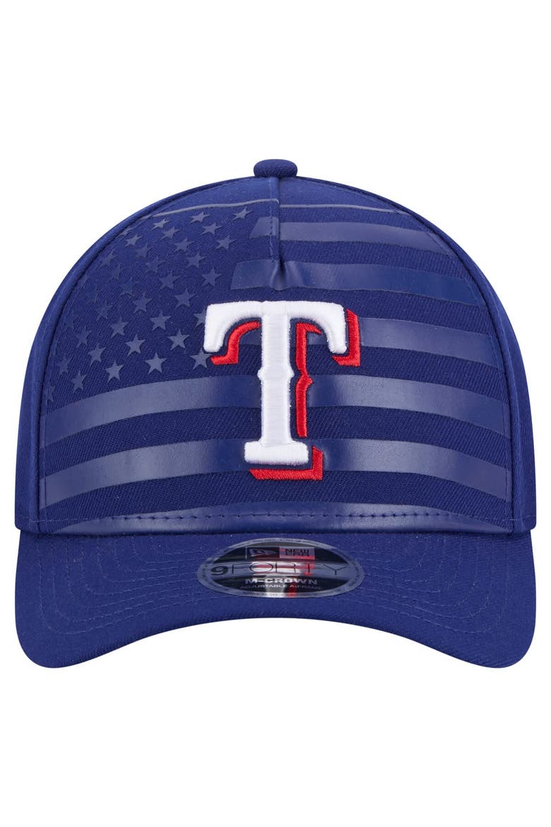 Men's New Era Royal Texas Rangers American Flag 9FORTY M-Crown A-Frame Adjustable Hat, Alternate, color, Royal