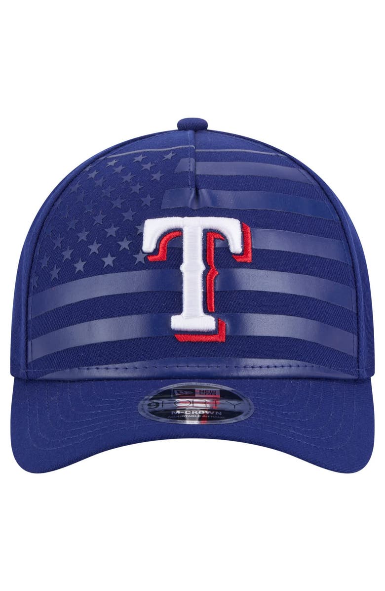 New Era Men's New Era Royal Texas Rangers American Flag 9FORTY M-Crown A-Frame Adjustable Hat, Alternate, color, Royal