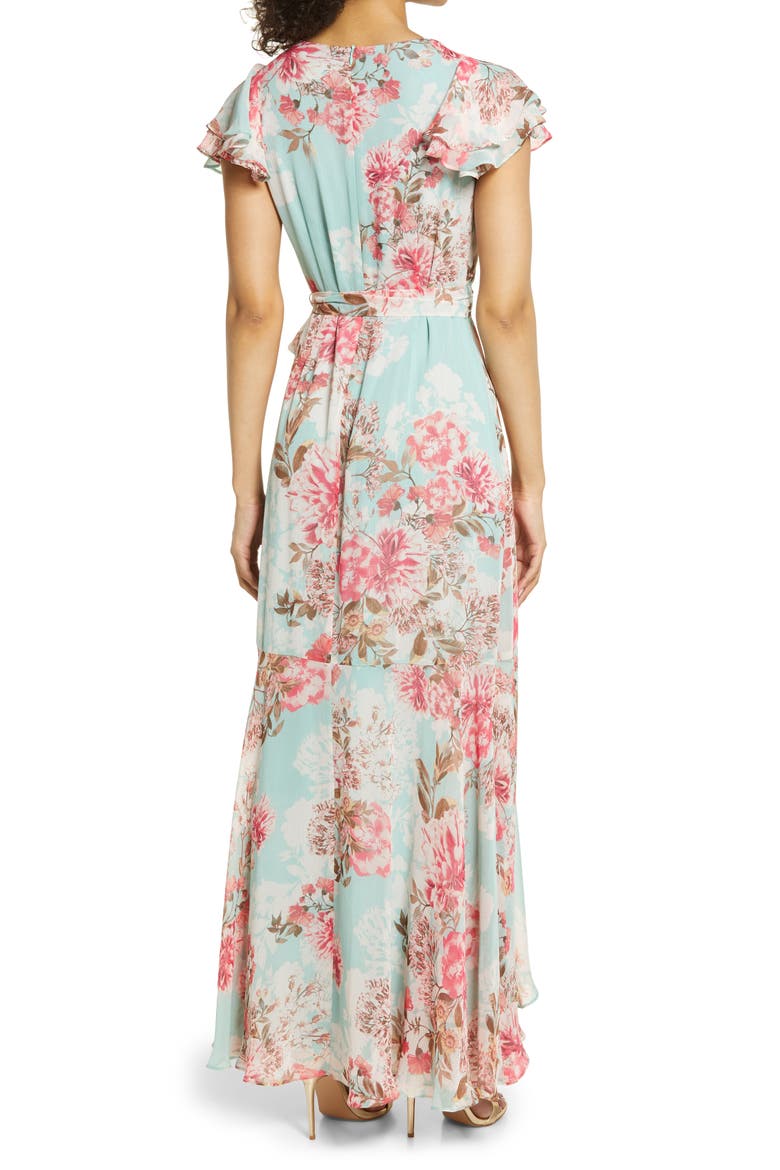 Floral Flutter Sleeve Dress, Alternate, color, MINT MULTI