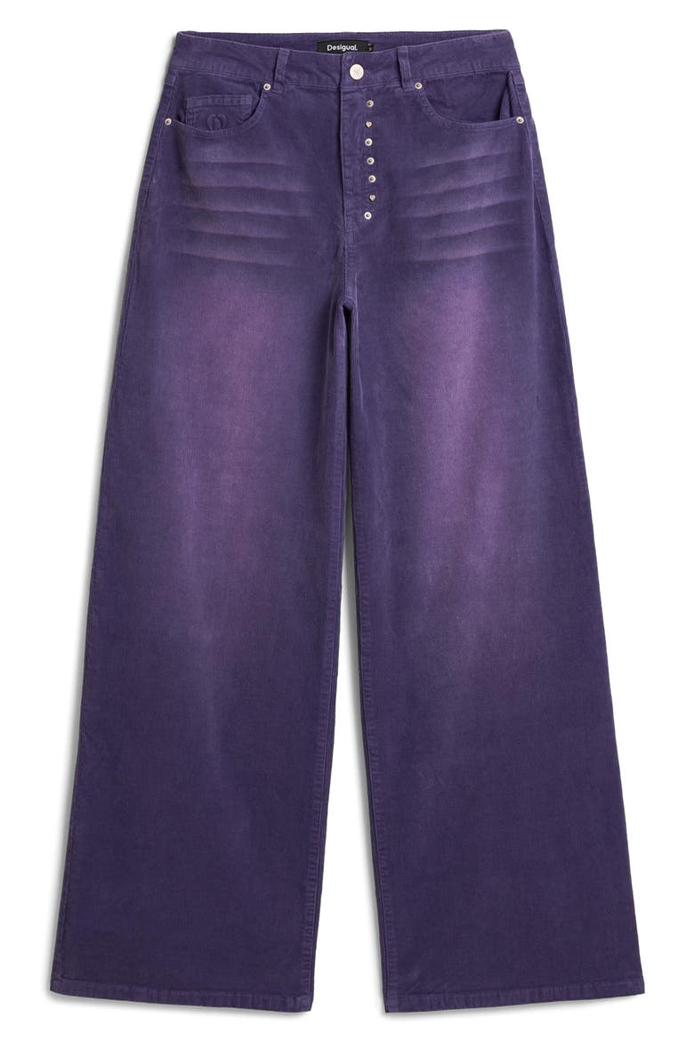 Stretch Cotton Corduroy Wide Leg Pants, Alternate, color, PURPLE