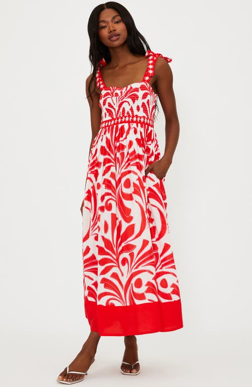 Beach Riot Cari Tie Strap Cover-up Maxi Dress In Red