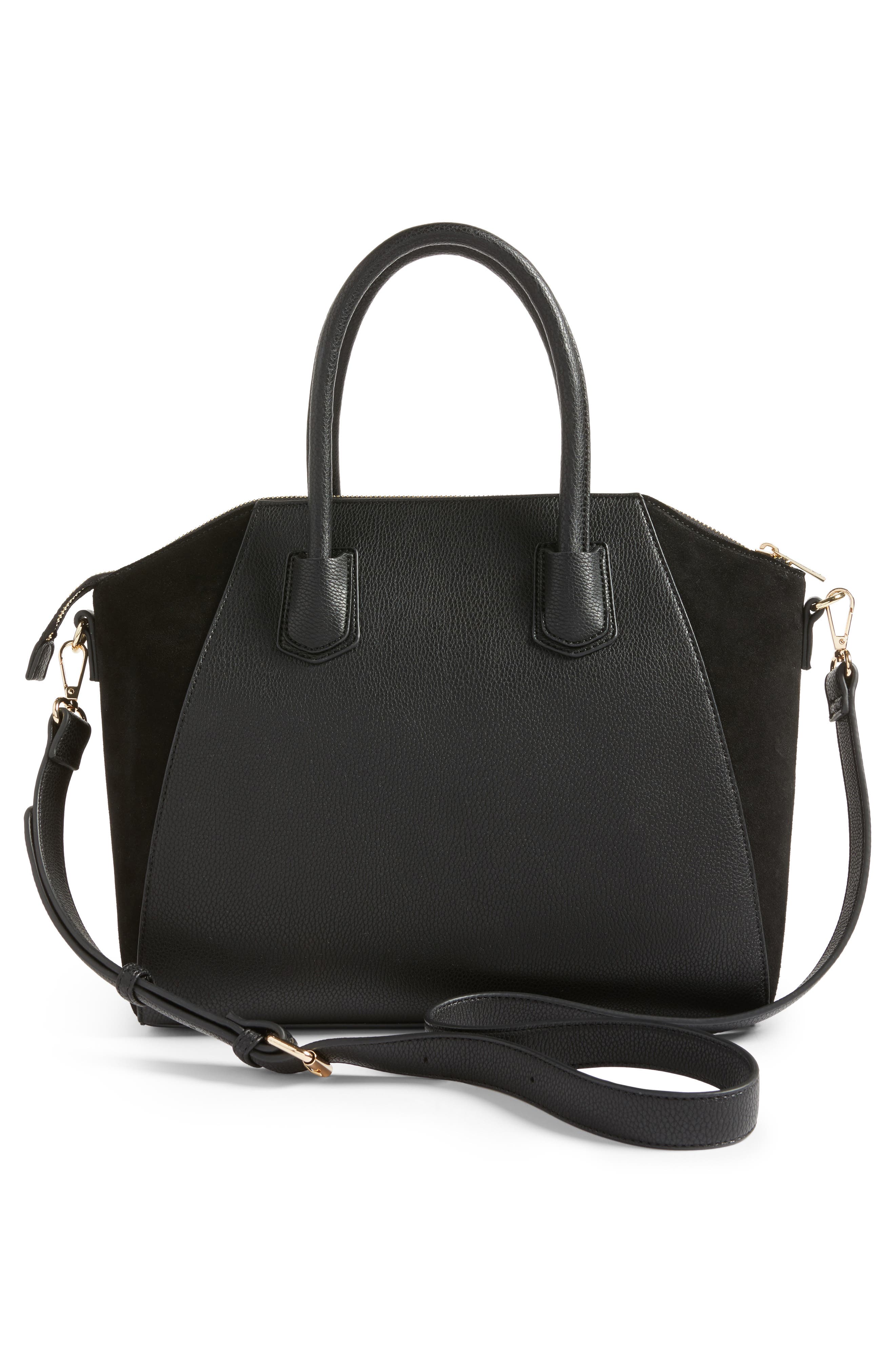 Sole Society Mikayla Faux Leather & Suede Satchel, Alternate, color, 