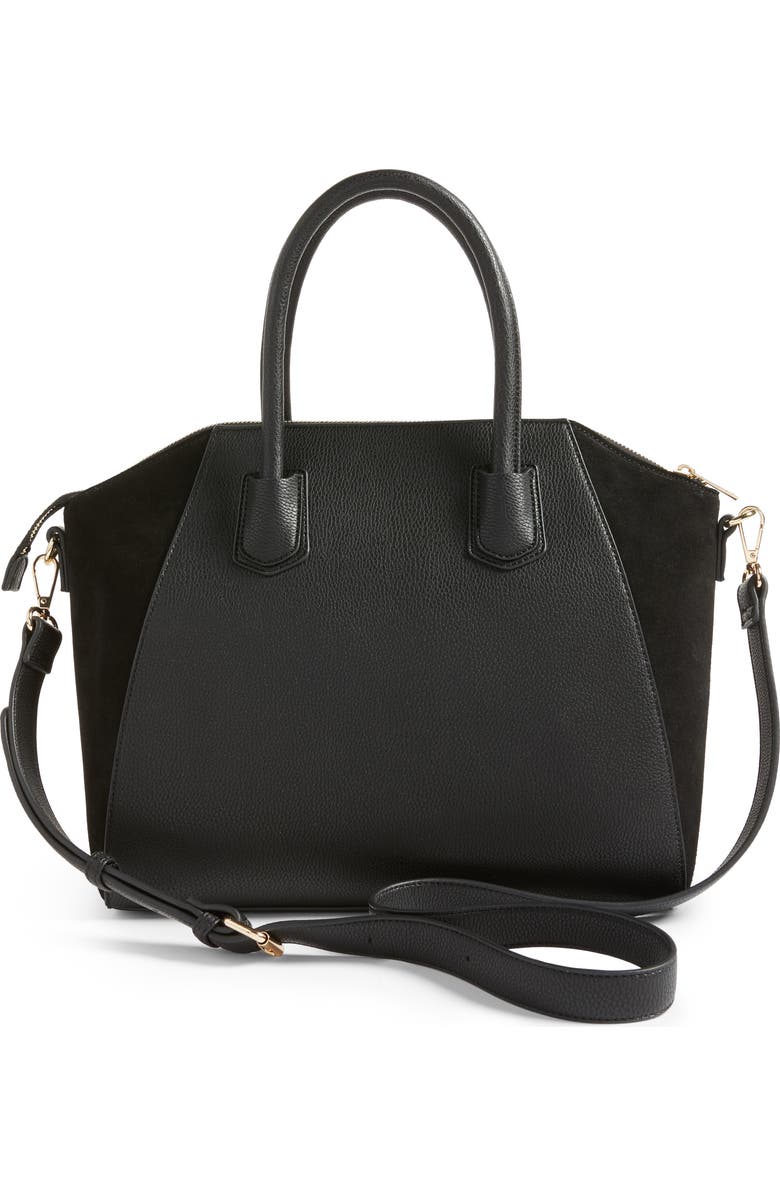 Sole Society Mikayla Faux Leather & Suede Satchel, Alternate, color,