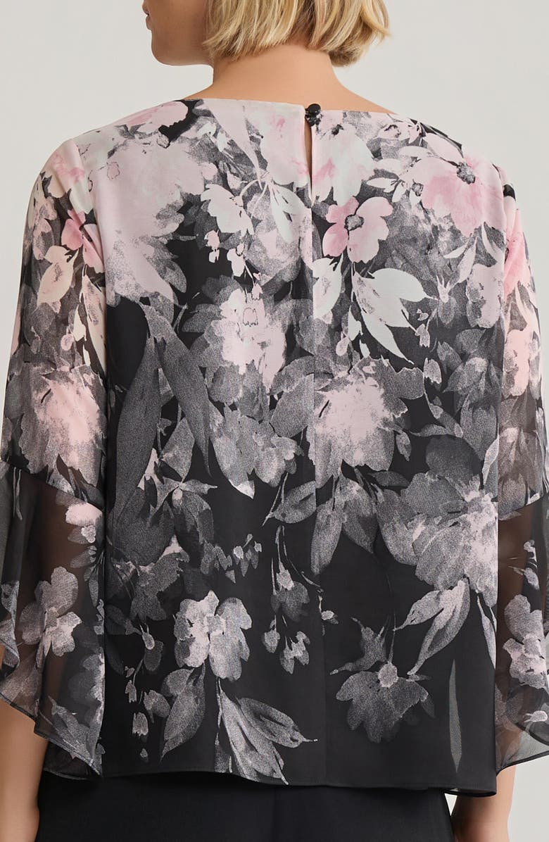 KASPER Floral Print Ruffle Sleeve Top, Alternate, color, 