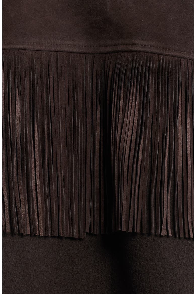 Suede Fringe Wool Blend Jacket, Alternate, color, CHOCOLATE BROWN