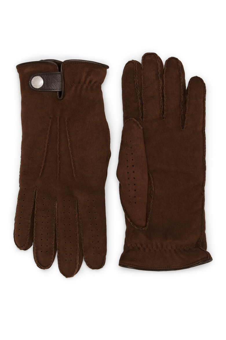 Suede shearling gloves, Main, color, Rust Brown