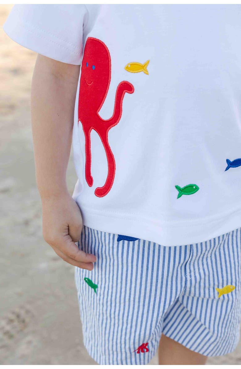 Florence Eiseman Seersucker Short with Embroidered Sea Creatures, Alternate, color, Royal/Wht