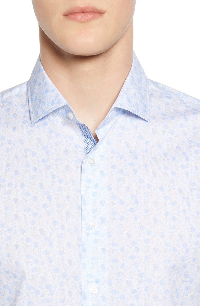 Brax Kelly Hi-Flex Modern Fit Floral Short Sleeve Button-Up Shirt, Alternate, color, 