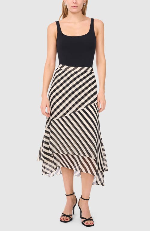 Halogenr Halogen(r) Stripe Layered Midi Skirt In Rich Black