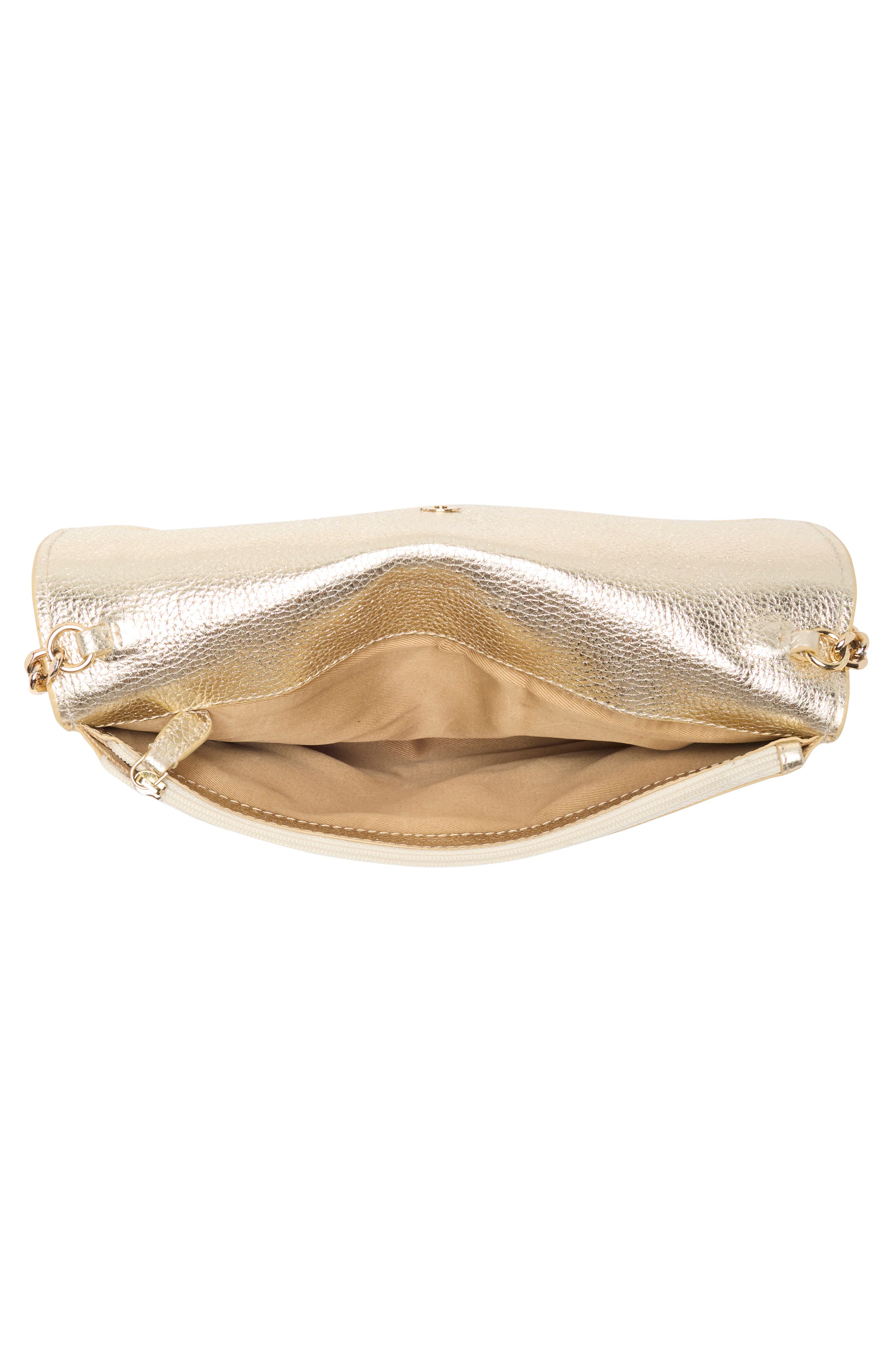 Rebecca Minkoff Lou Metallic Leather Convertible Clutch, Alternate, color, 