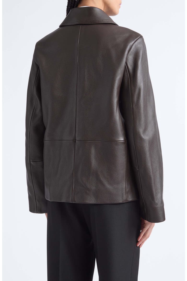 Grained Leather Jacket, Alternate, color, DARK BROWN