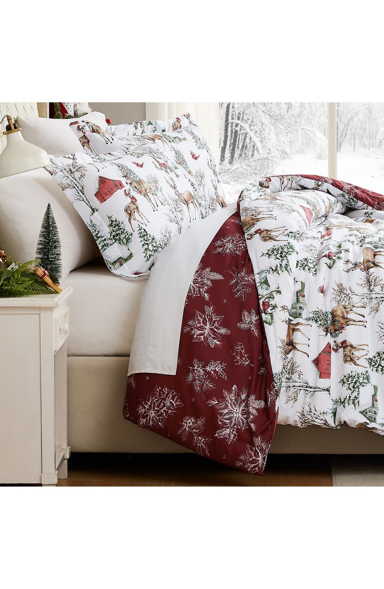 SOUTHSHORE FINE LINENS White Christmas Oversize Holiday Duvet Set, Alternate, color, White Christmas