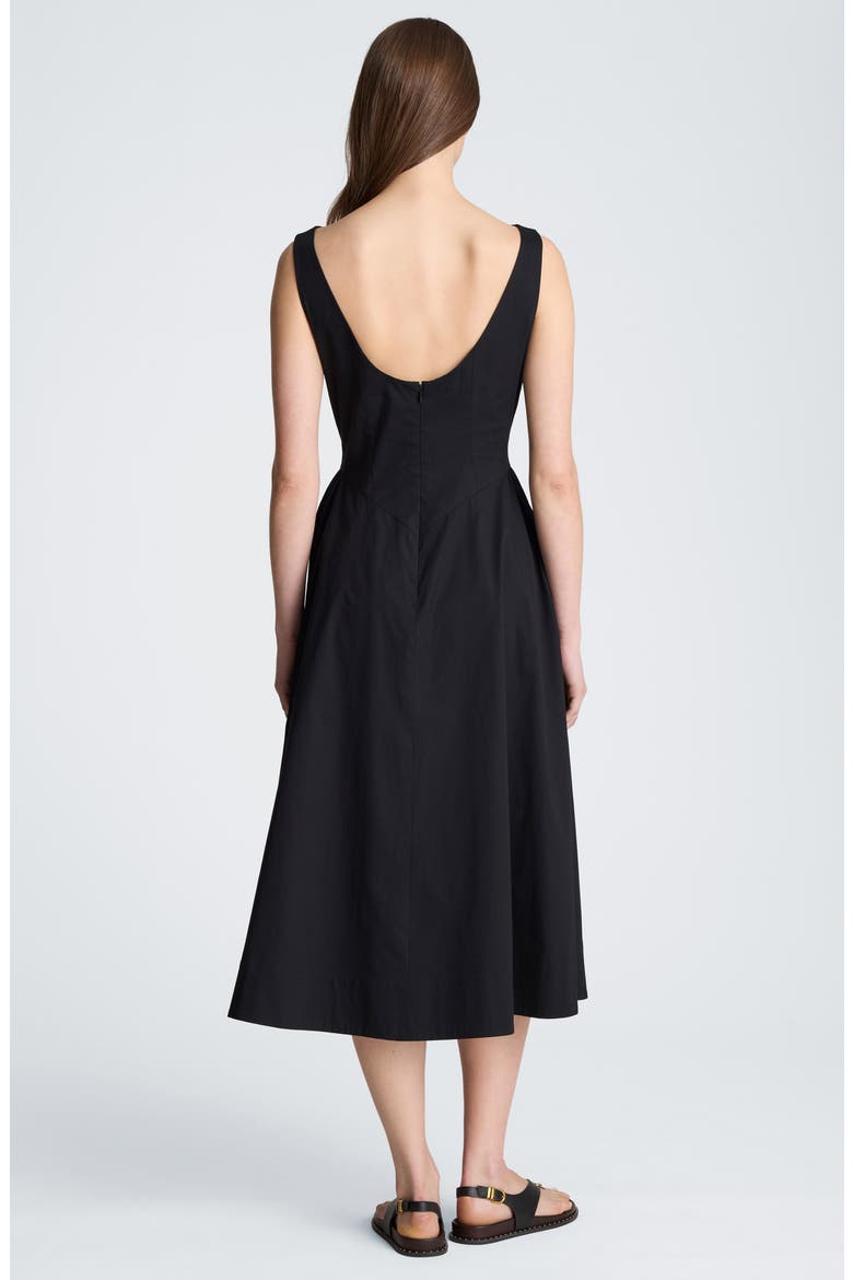 Bateau Neck Sleeveless Midi Dress, Alternate, color, BLACK