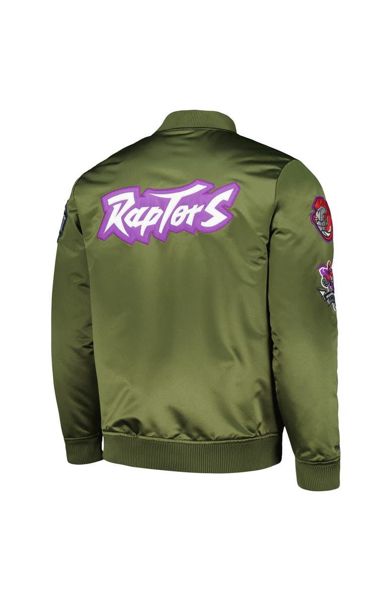 Mitchell & Ness Men's Mitchell & Ness Olive Toronto Raptors Hardwood Classics Retro Satin Full-Zip Jacket, Alternate, color, 