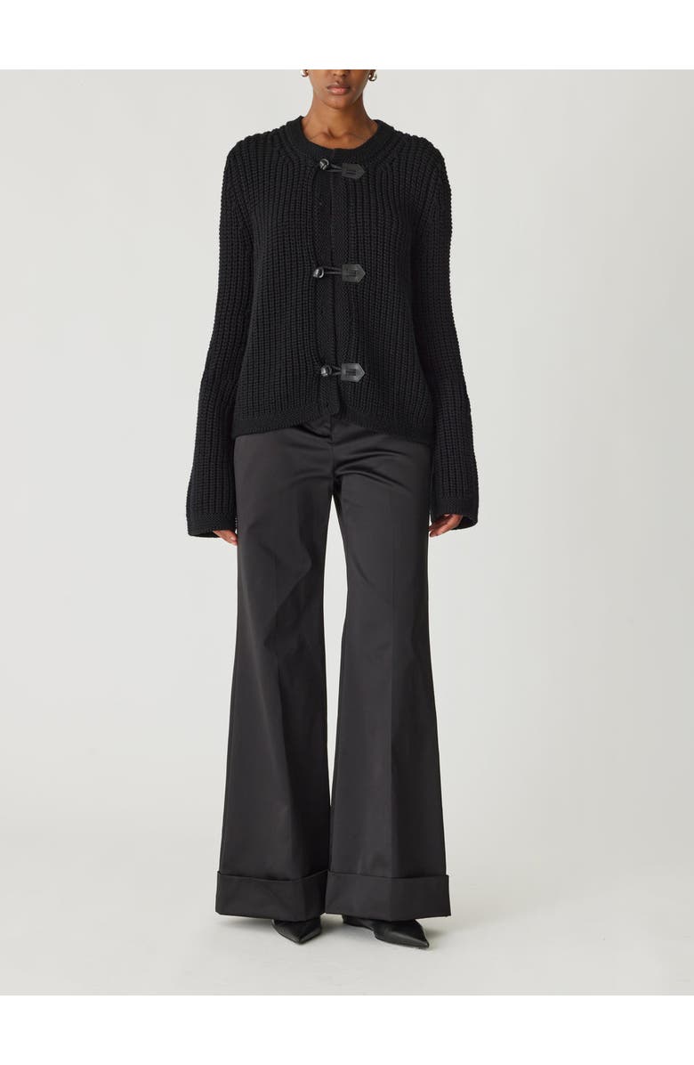 Rebecca Taylor Novlety Wool Toggle Cardi, Main, color, Black