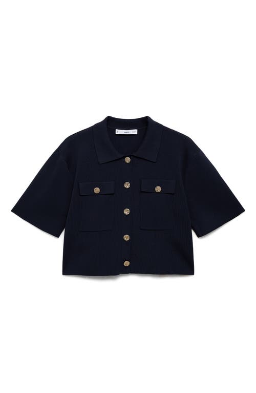 Mango Short Sleeve Cardigan In Blue
