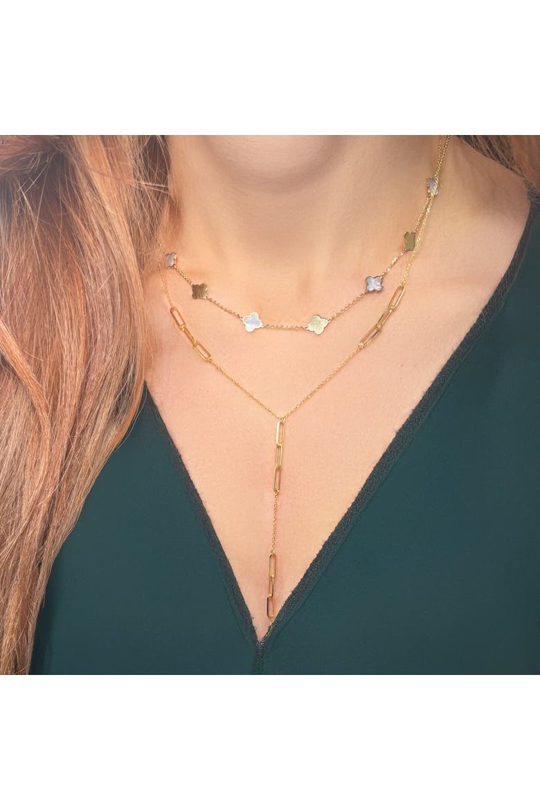 Paperclip Lariat Necklace, Alternate, color, Yellow Gold