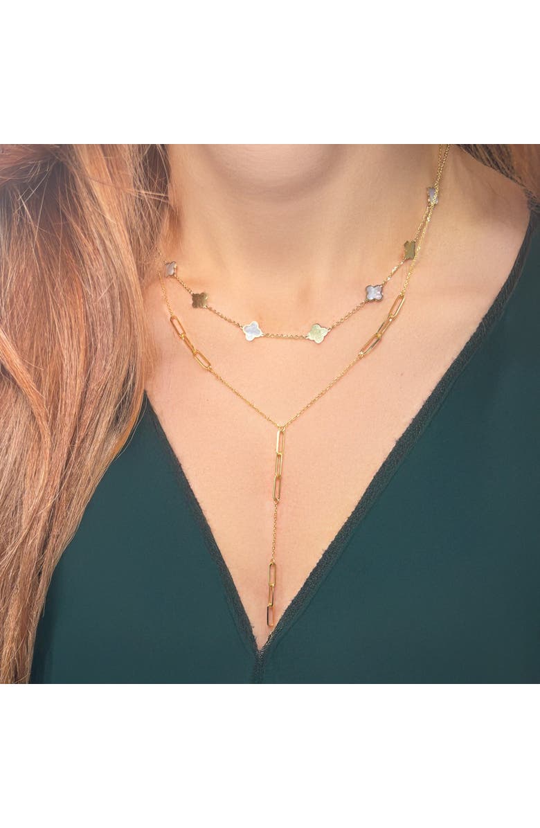 The Lovery Fine Jewelry Paperclip Lariat Necklace, Alternate, color, Yellow Gold