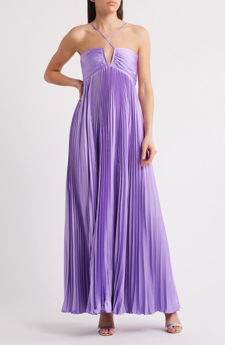 LIKELY Blair Pleated Satin Gown, Main, color, 