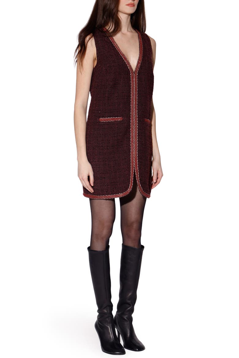 Evie Sleeveless Tweed Dress, Alternate, color, BORDEAUX TWEED