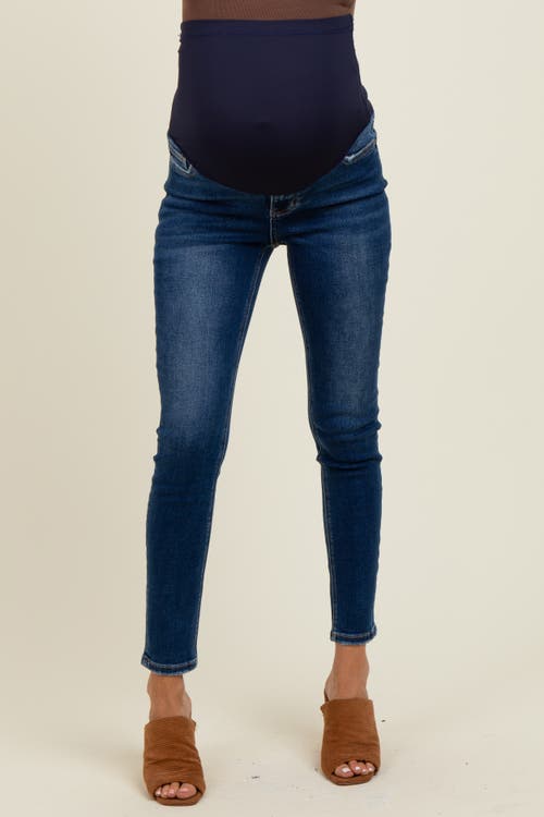 Pinkblush Vintage Wash Maternity Skinny Jeans In Blue